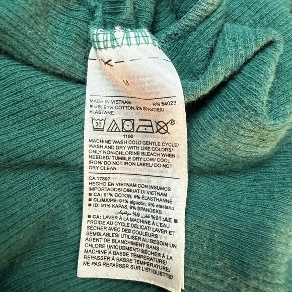 Green Ribbed Ruched Bottom Tank Top - Picture 4 of 4